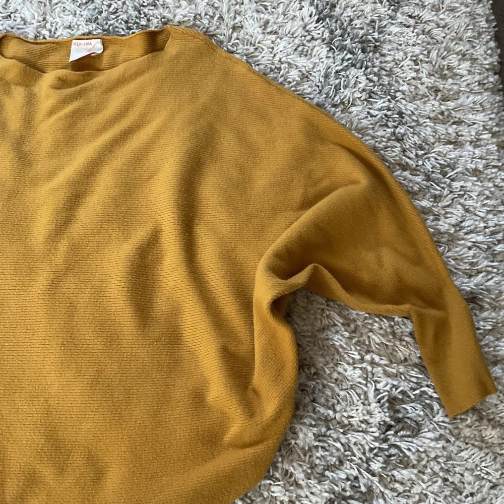 Kerisma G550 Ryker Mustard Yellow‎ Ribbed Dolman Sleeve Boat Neck Sweater SM